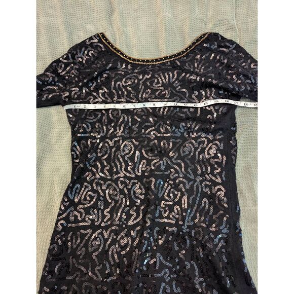Mng wool and silk black sequin long sleeve cocktail  dress sz m euc low back - Picture 8 of 8